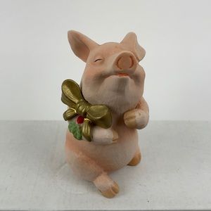❤️5/$25 VINTAGE ENESCO Porcelain Pig with Christmas Bow